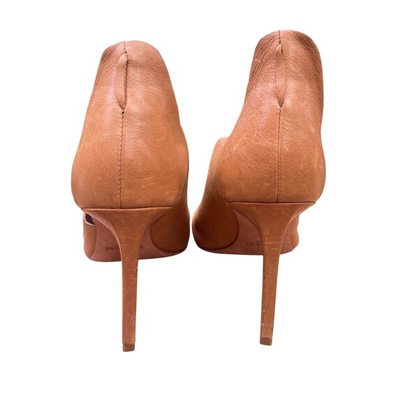 Coach Nude Leather Cutout Open Toe Heels Size 5.5B – Classic Stiletto Pumps - Picture 15 of 16
